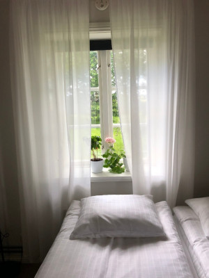 Double bed in family cottage